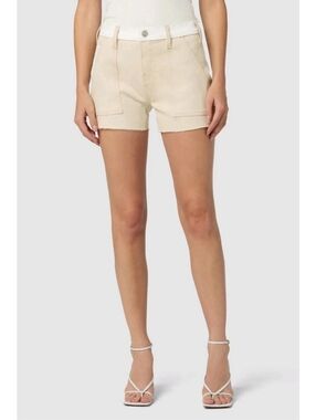 Hudson Jeans Carpenter Shorts Angora Colorblock Khaki/Cream Colorway Size 27